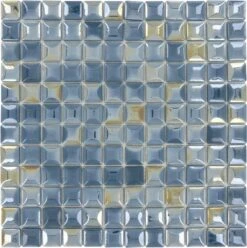 Edna Dark Blue 1x1 Glossy Iridescent Glass Tile