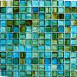 Clear Turquoise 1x1 Glossy Glass Tile