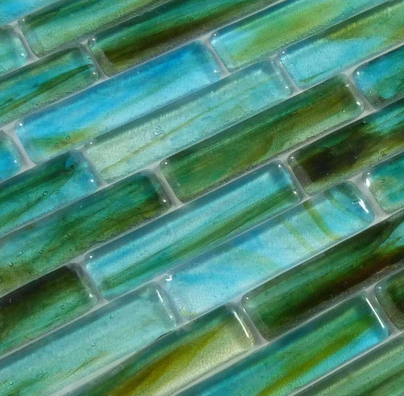 Turquoise Blue 1x4 Glossy Glass Tile - Image 4