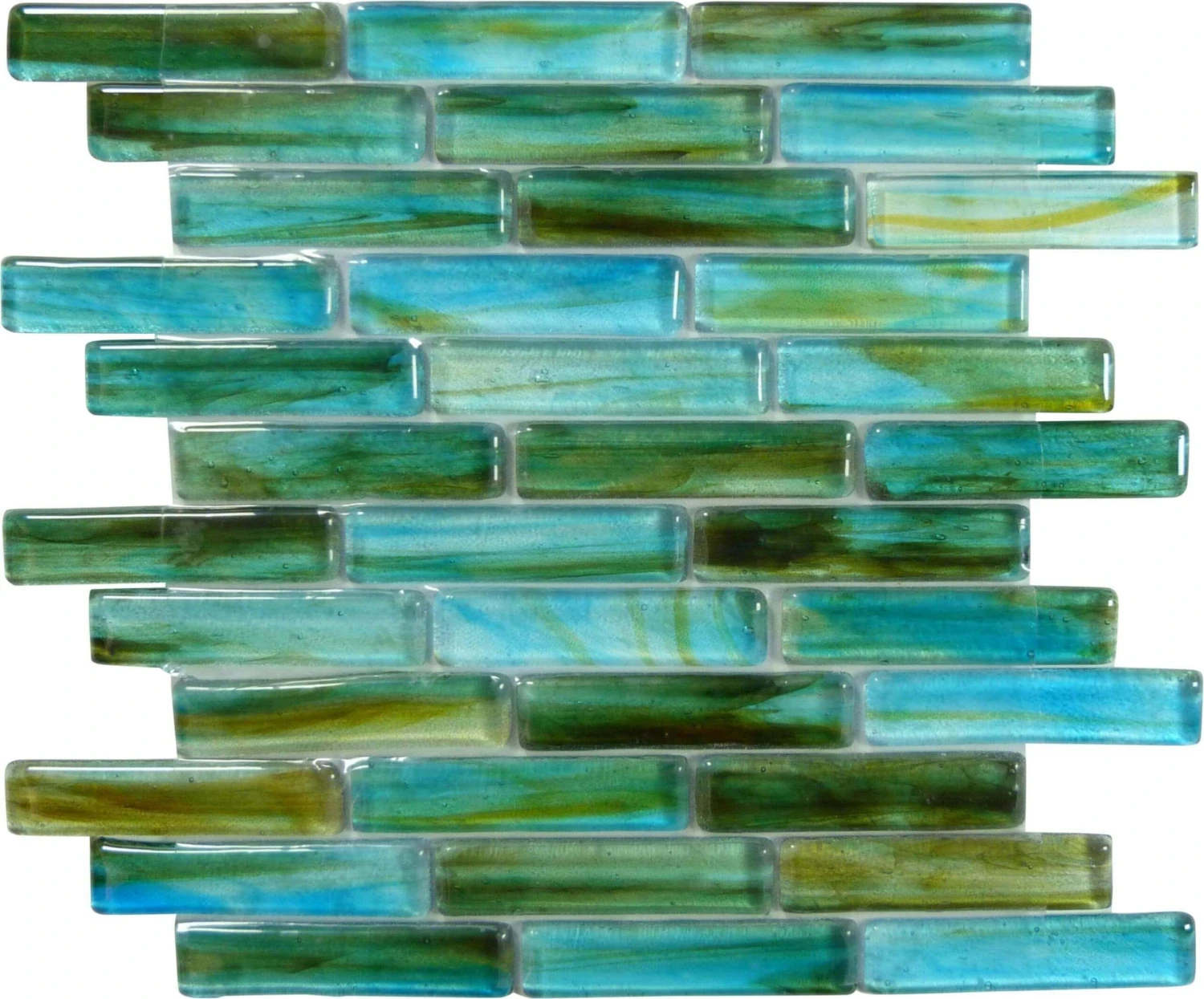 Turquoise Blue 1x4 Glossy Glass Tile