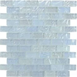 Aqua Art Silver Feather Uniform Brick Glossy And Matte Glass Tile
