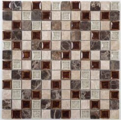Coffee And Cream TS901 Brown 1x1 Glass And Stone Polished Tile