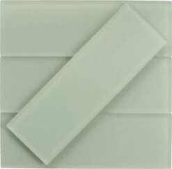 Ice Mist Matte Green 4x12 Frosted Glass Subway Tile