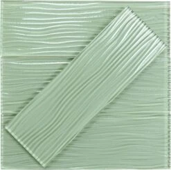 Ocean Spray Green Wave 4x12 Glossy Glass Subway Tile