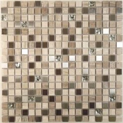 White Sand OP05 Beige 5/8x5/8 Glass And Stone Glossy Tile
