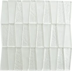 Alawai Shine Trapezoid White Glossy And Frosted Glass Tile