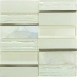 Art Studio Kelley Aura White Glass And Metal Tile