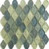 Atlantis Leaf Blue Glossy And Iridescent Glass Tile