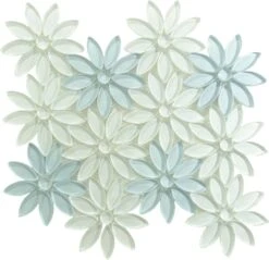 Blue Pearl Flower Glass Tile