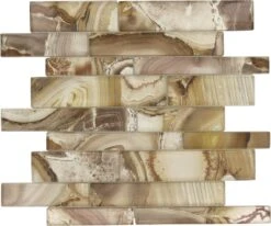 Buttercup Patch Brown Random Brick Glossy Glass Tile