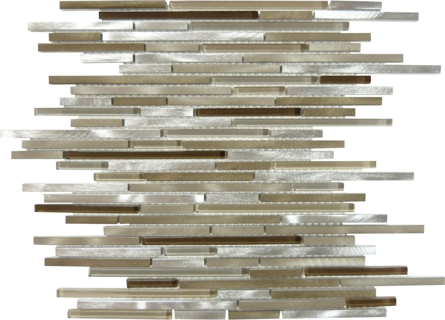 Meteor Shower Orbit Random Bricks Glossy Glass And Brushed Metal Tile