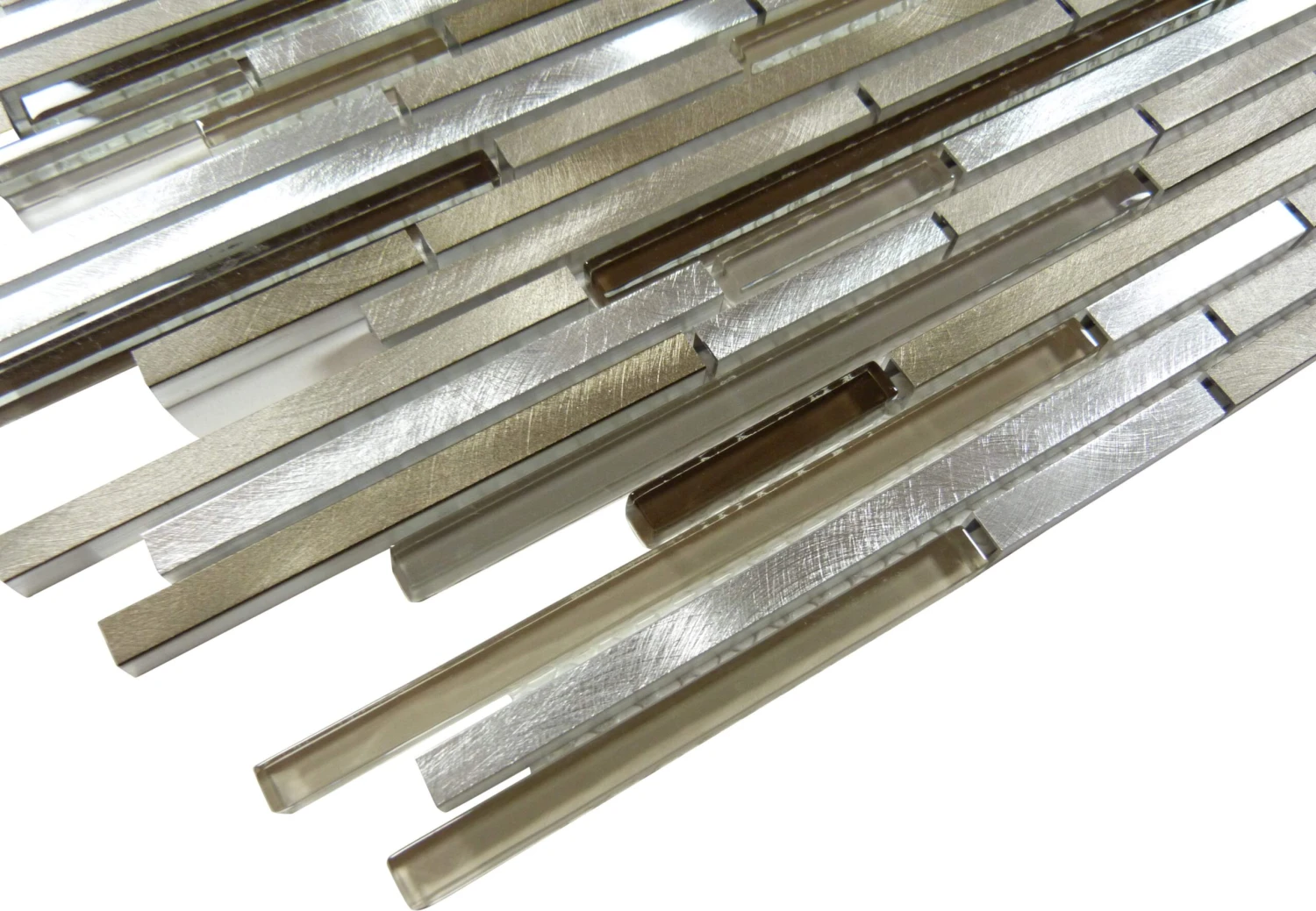 Meteor Shower Orbit Random Bricks Glossy Glass And Brushed Metal Tile - Image 2