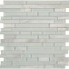 Ice White SES03 White Random Bricks Glass And Stone Glossy And Frosted Tile