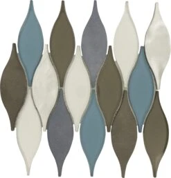 Wild Ocean Unique Shape Blue Glossy Glass And Metal Tile