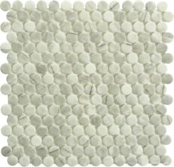 Carolina Dots Venezuela Dawn Grey Penny Round Recycled Matte Glass Tile