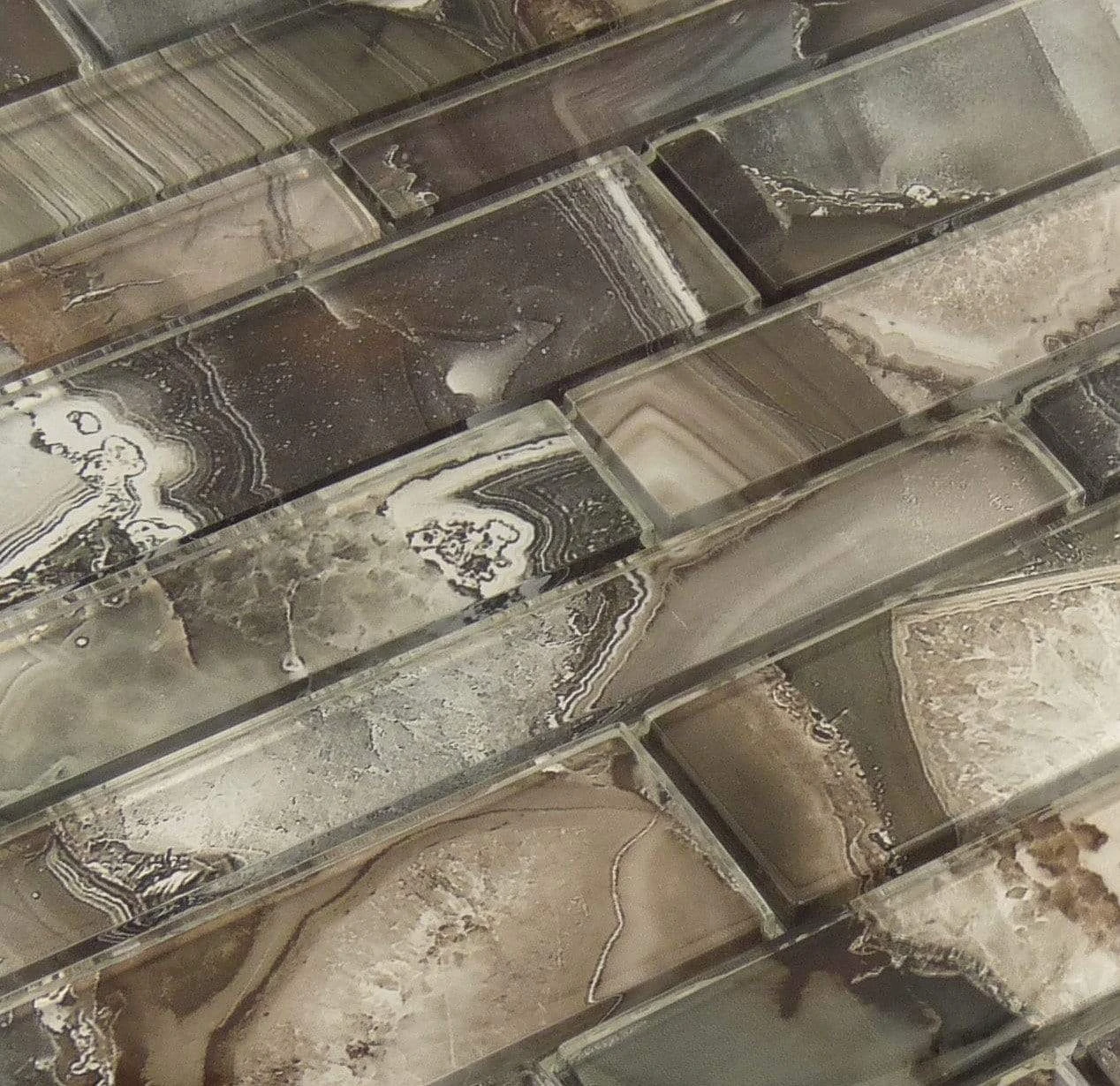 Champinion Brown Random Brick Glossy Glass Tile - Image 4