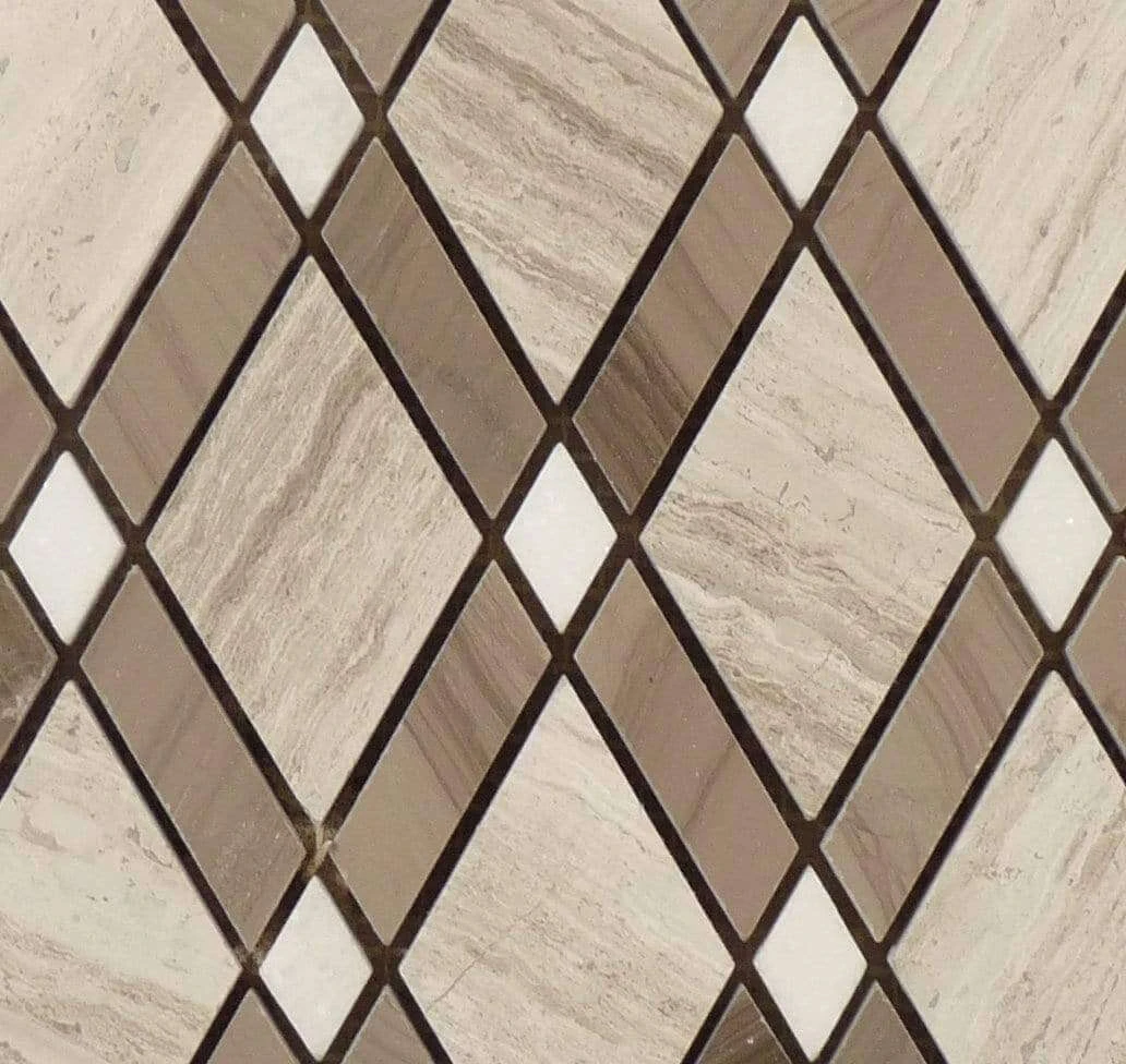 Wooden White And Athen Gray DS-55 Grey Diamond Stone Polished Tile - Image 2