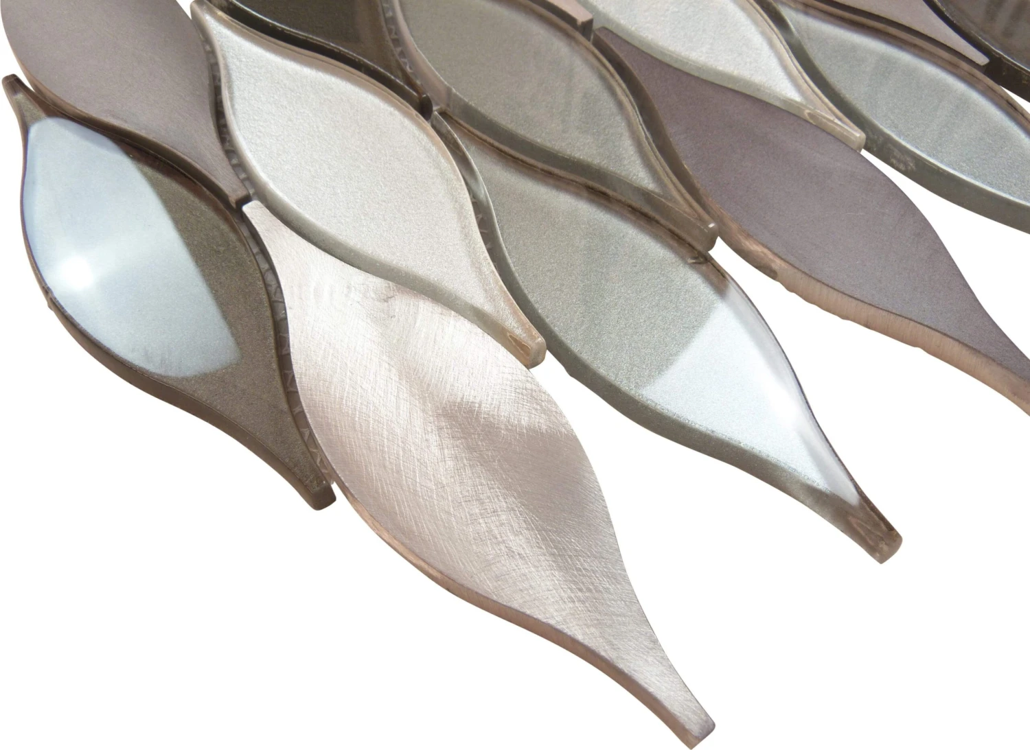 Velvet Truffle Unique Shape Silver Brown Glass And Metal Tile - Image 2