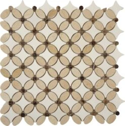 Crema Marfil, Emperador Dark And Thassos White Beige Flower Stone Tile