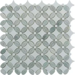 Ming Green And Thassos White Flower Stone Tile