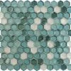 Tropical Sea Blue Hexagon Glossy And Frosted Glass Tile