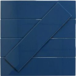In Collection Plain Blue 3x12 Glossy Ceramic Subway Tile