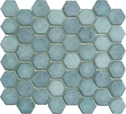 Greenwich Historic Grand Blue Hexagon Recycled Gloss Glass Tile