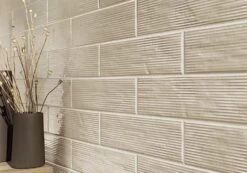 Groove Funk Beige 3x12 Glossy Porcelain Tile