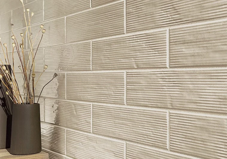 Groove Funk Beige 3x12 Glossy Porcelain Tile