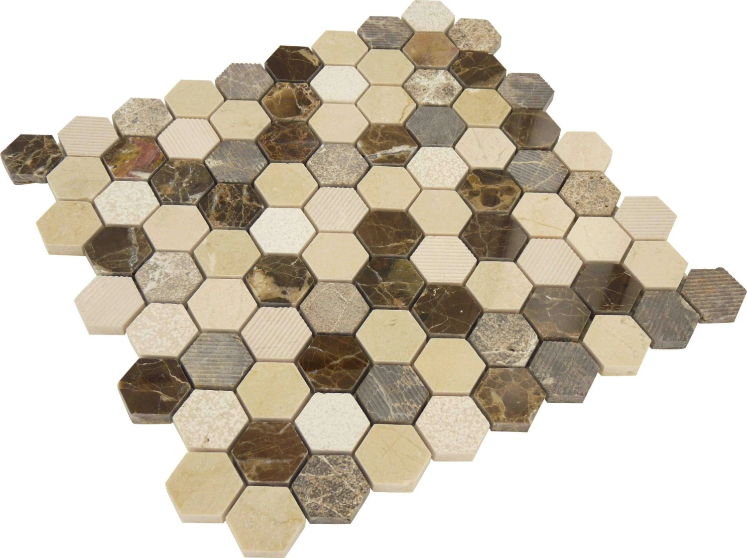Dream Gallery Hexagon Brown Polished And Unpolished Stone Tile - Image 4