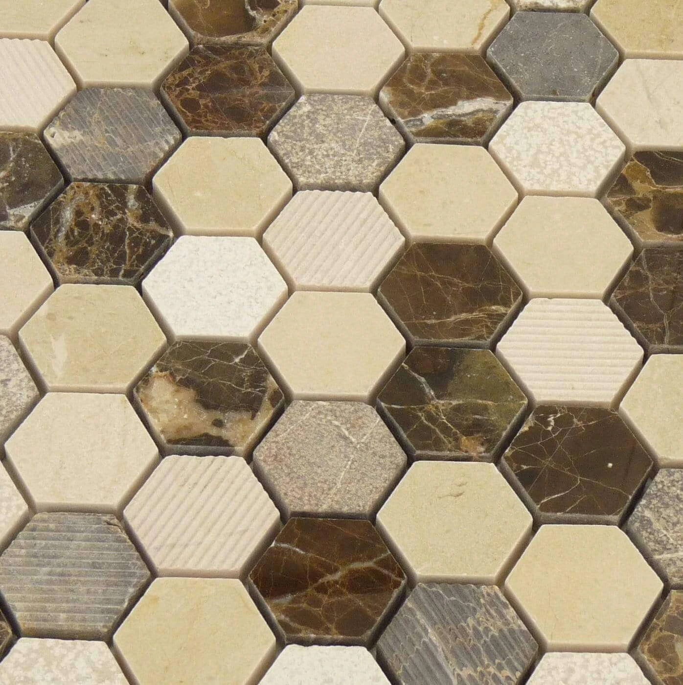 Dream Gallery Hexagon Brown Polished And Unpolished Stone Tile - Image 3