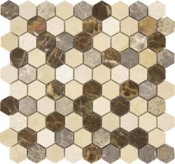 Dream Gallery Hexagon Brown Polished And Unpolished Stone Tile