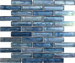 Cobalt Sea Blue 1x4 Glossy And Iridescent Blue Glass Tile