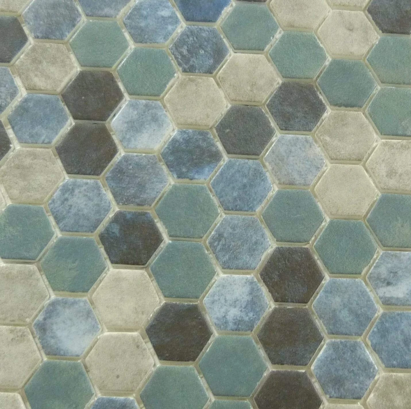 Karma Ridge Lotus Pond Blue Hexagon Matte Glass Tile - Image 4
