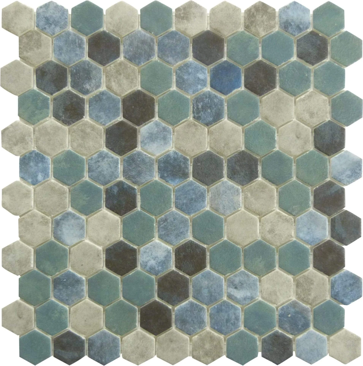 Karma Ridge Lotus Pond Blue Hexagon Matte Glass Tile