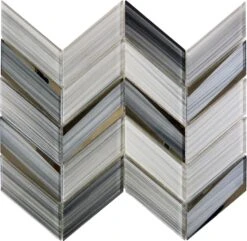 Kohala Alicia Isle Grey Chevron Glass Tile