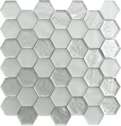Lehai Gem Hexagon Silver Glossy And Frosted Glass Tile