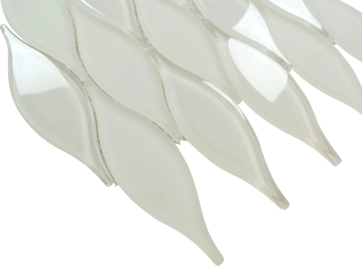 Marshmallow White Unique Shape Glossy And Frosted Glass Tile - Image 2