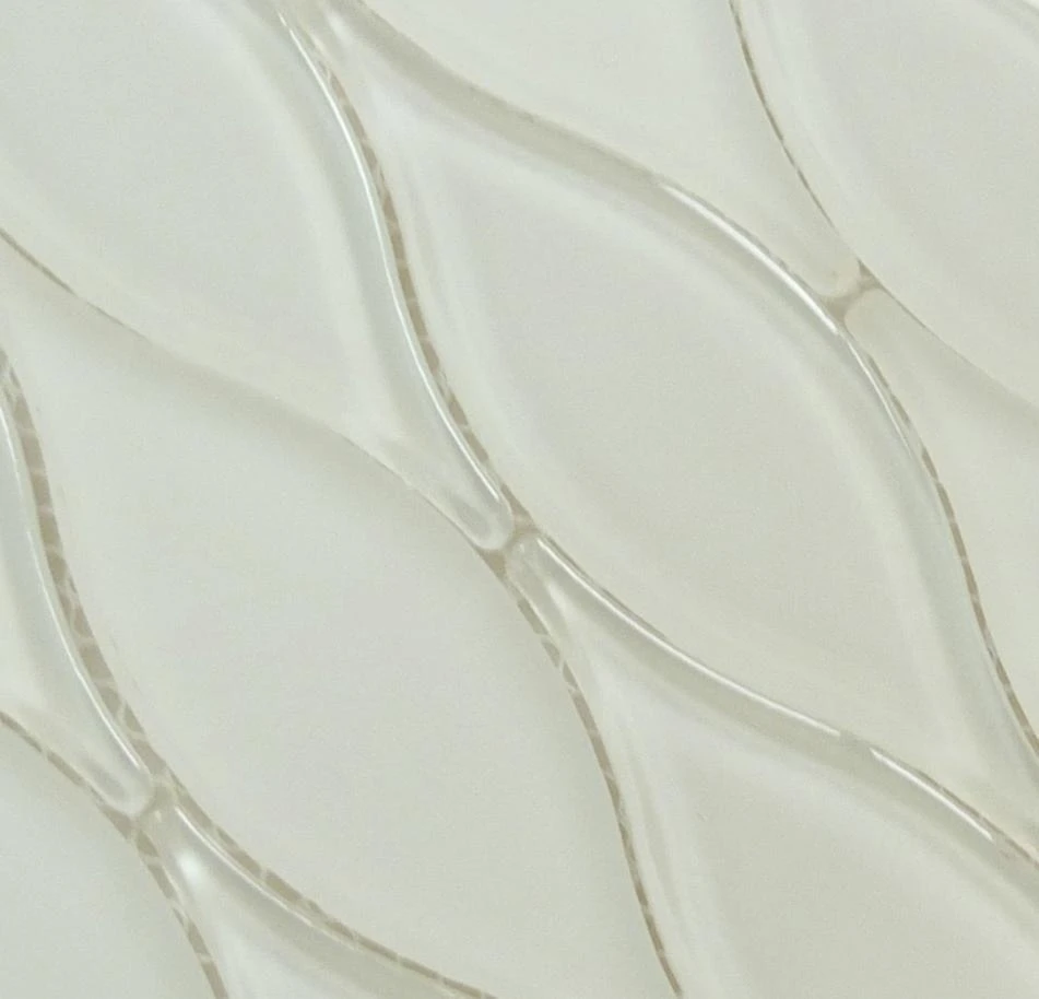 Marshmallow White Unique Shape Glossy And Frosted Glass Tile - Image 4