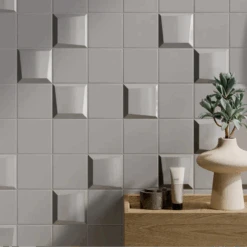 Noelle Maevory Angled 3D Grey 4x4 Matte Ceramic Tile
