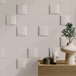 Noelle Reese Angled 3D Beige 4x4 Matte Ceramic Tile