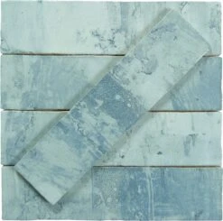 Rain Drops Teal Sky Blue 3x12 Glossy Ceramic Tile