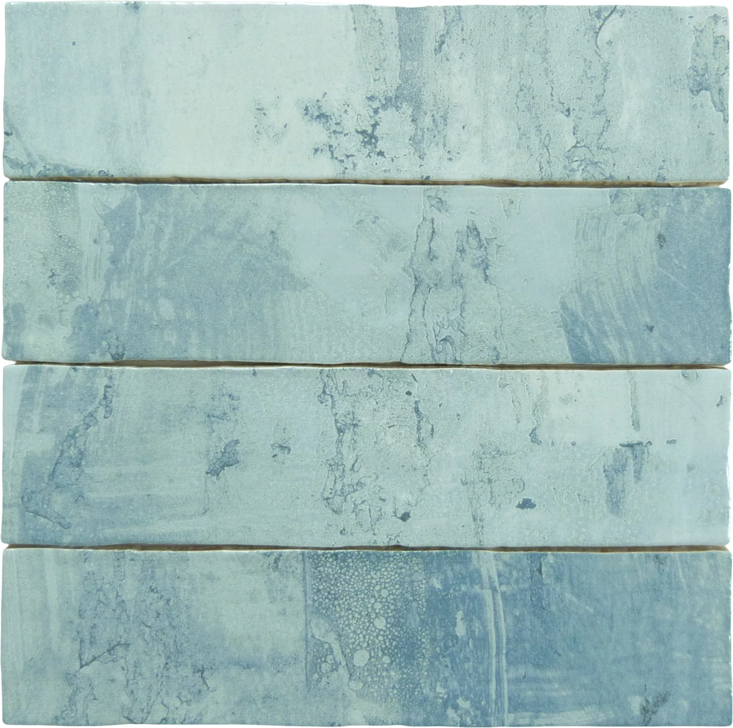 Rain Drops Teal Sky Blue 3x12 Glossy Ceramic Tile - Image 2