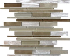 Meteor Shower Orbit Bronze Random Bricks Glass And Metal Tile