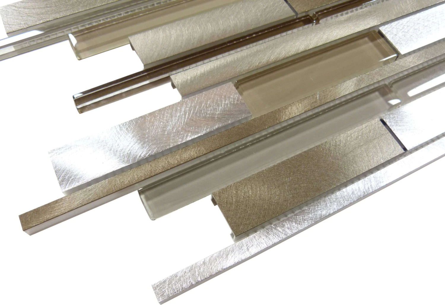 Meteor Shower Orbit Bronze Random Bricks Glass And Metal Tile - Image 2