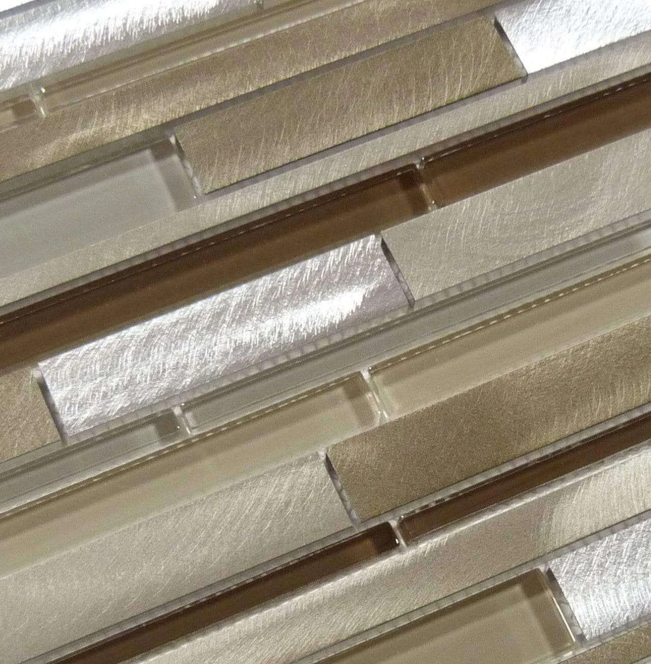 Meteor Shower Orbit Bronze Random Bricks Glass And Metal Tile - Image 4