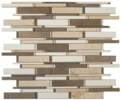 Cascade Lagos Azul, Cream Marfil And Thassos White CS-92 Brown Random Bricks Stone Polished Tile