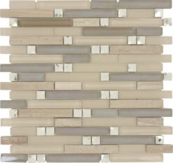 Symphony Grey Tranquility Beige Random Bricks Glass And Stone Tile