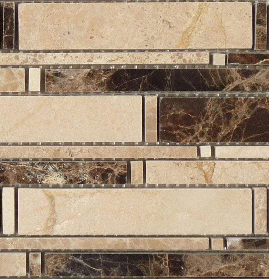 Cascade Emperador And Crema Marfil Mix Beige Random Bricks Stone Polished Tile - Image 2
