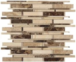 Cascade Emperador And Crema Marfil Mix Beige Random Bricks Stone Polished Tile